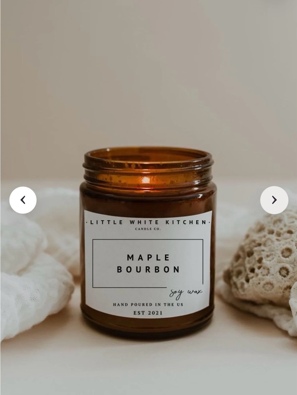 Almost new, wood wick Maple Bourbon Soy Wax Candle — Brown